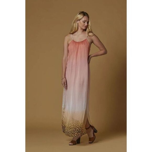 Scandal Italy 100% Silk Bebe Party Lined Slip Dress W/Hand Painted Animal Print - Picture 1 of 8